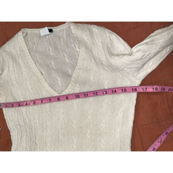 J.Crew Cream Cable Knit Merino Wool V-Neck Pullover Sweater Women's Size S - Picture 8 of 8